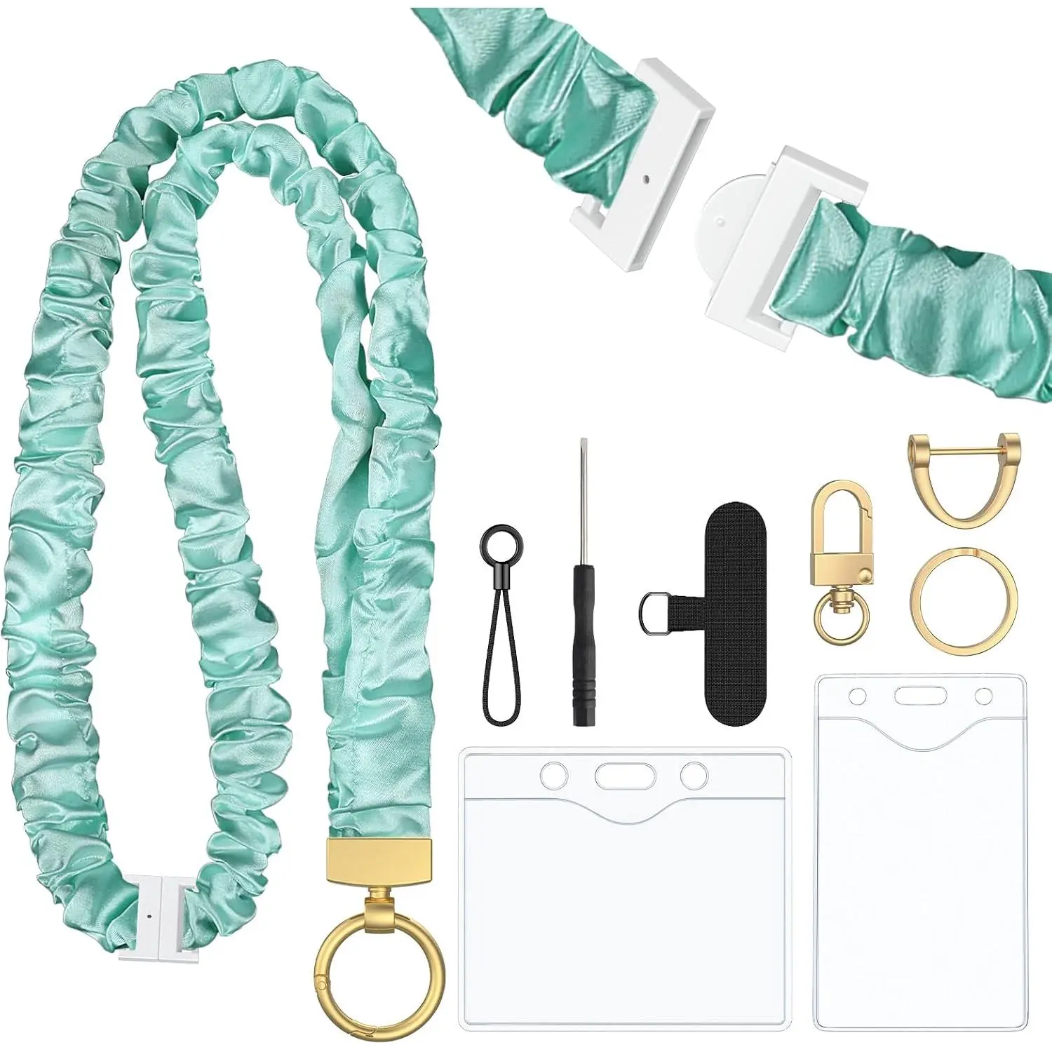Scrunchie Lanyard, Teacher Lanyard with ID Holder Stretchy Lanyard | for Teachers & Women, Key Lanyard, Cute Lanyards for ID Badges, Mint Green  Lanyard