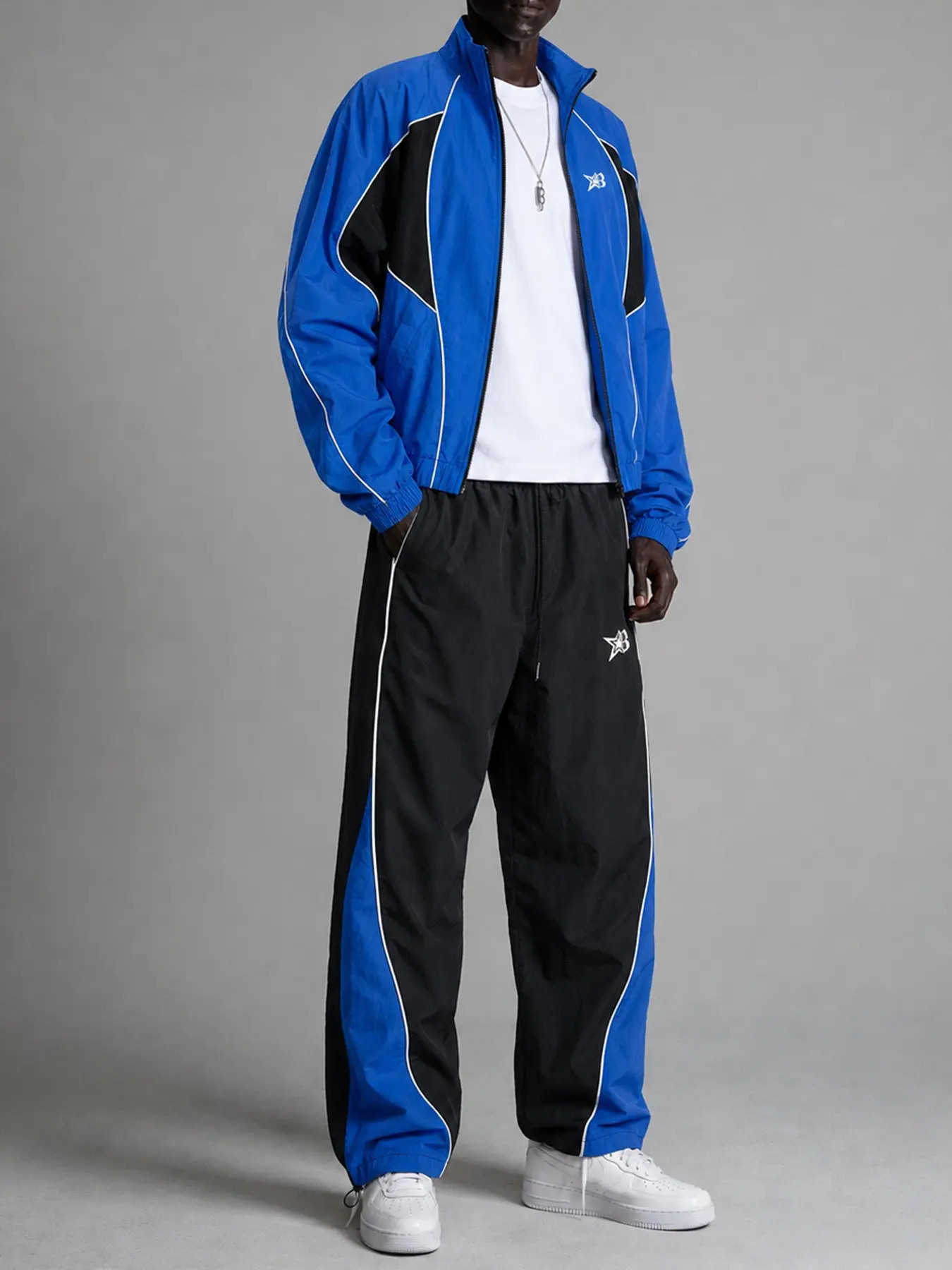 Men's Two-Piece Sport Set, Retro Colorblock Windproof Jacket + Long Pants, Street Style Loose Fit, Casual Daily Wear, Fashion Essential#MensFashion #TwoPieceOutfit #MultipleColors #VintageSportswear #StreetwearMen #AthleticCasual