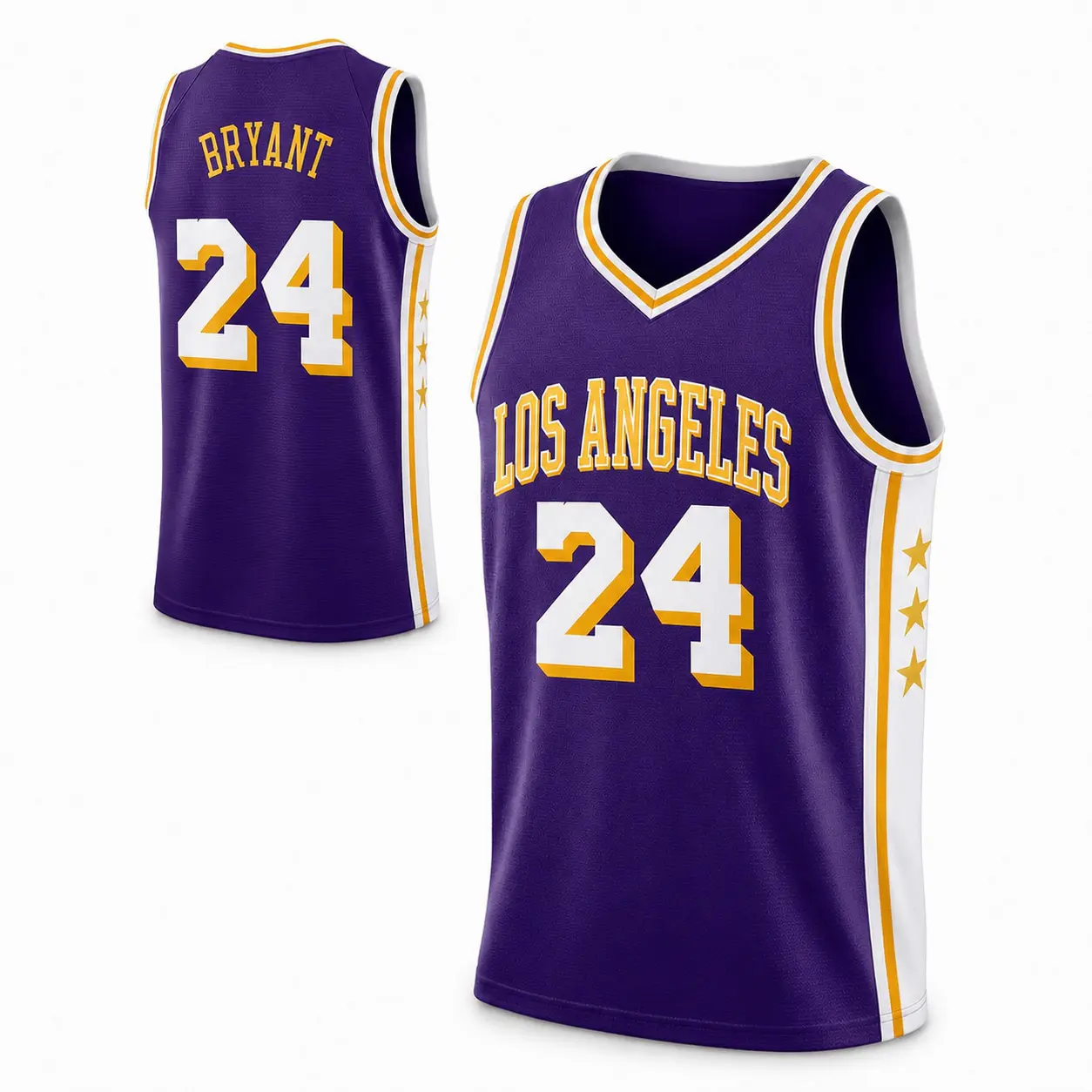 Men’s Purple Gold 24 Basketball Jersey, Los Angeles Style Sleeveless Mesh Tank Top, Retro Athletic Fan Shirt, Breathable Game Day Sports Jersey for Streetwear, Gym, Pickup Basketball, Parties, Concerts, Summer Wear & Casual Outfits