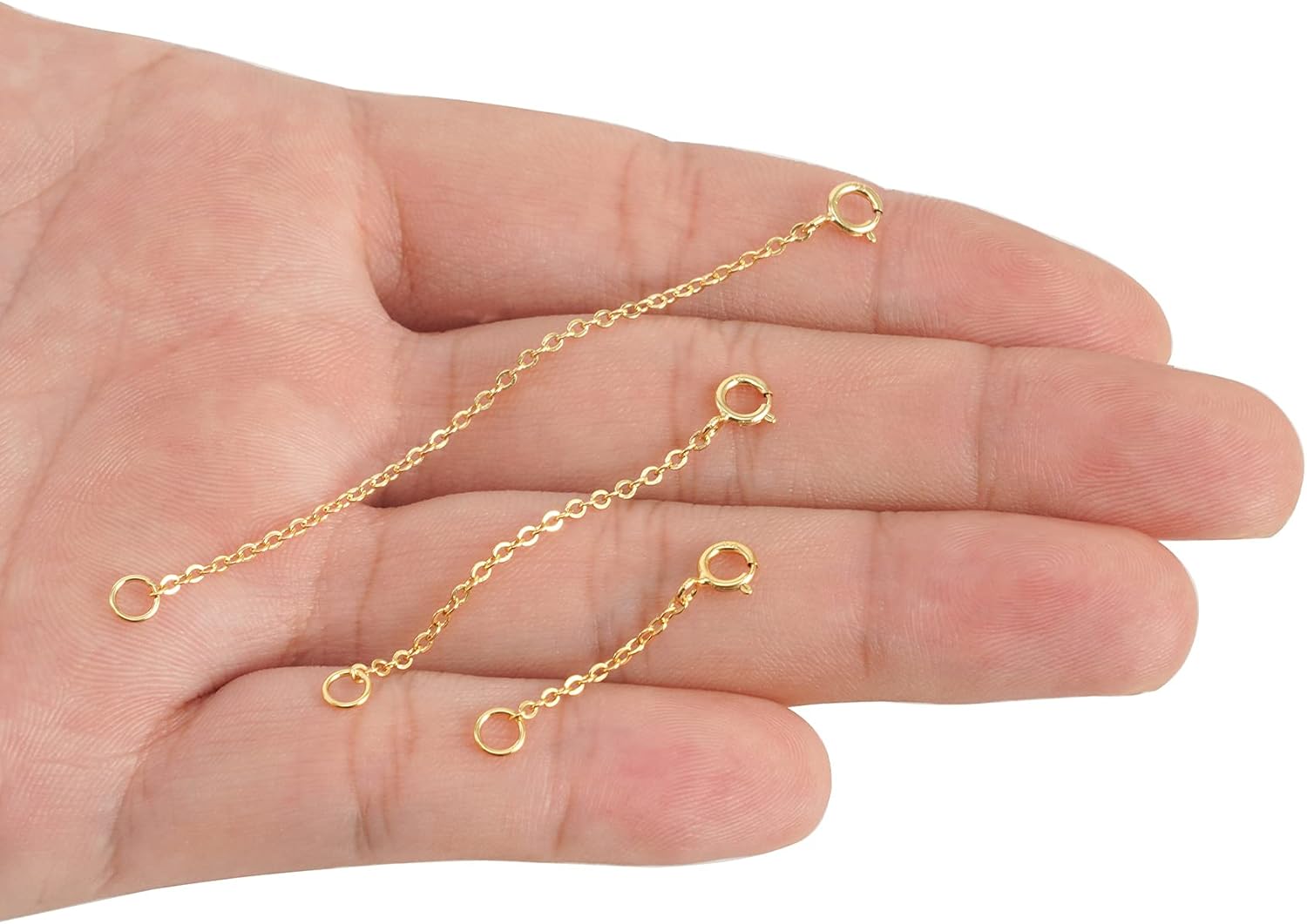 Gold Necklace Extenders 14k Gold Plated Extender 925 Sterling Silver Extension Bracelet Extender Gold Chainers for Necklases 3 Pcs (1 2 3 Inch)(Gold)