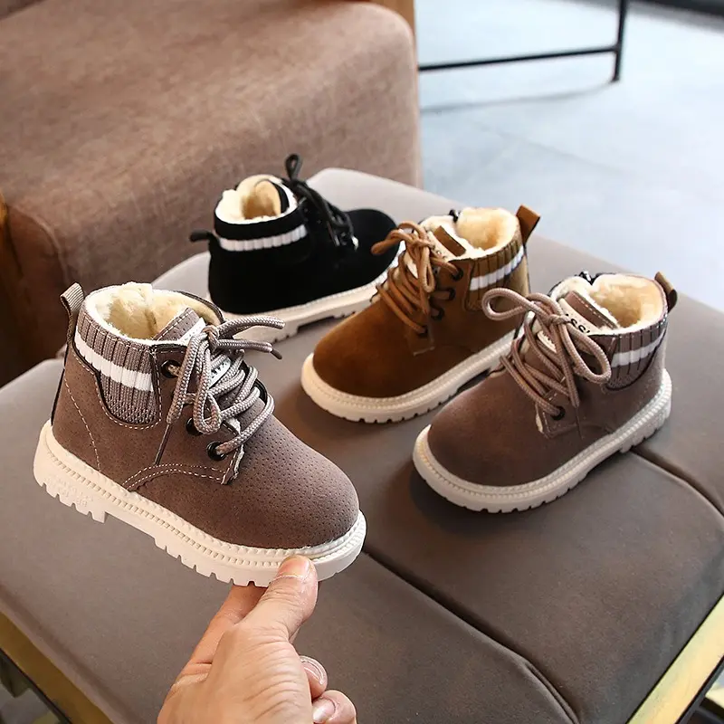 Kids' Retro Snow Boots, Autumn-Winter Warm Footwear for Boys and Girls with Side Zipper