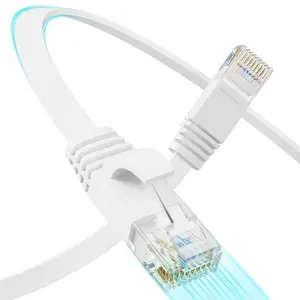 100 FT Flat Cat 6 UTP 10Gbps High-Speed Pure Copper Ethernet Cable for Home or Office Network Wiring, White