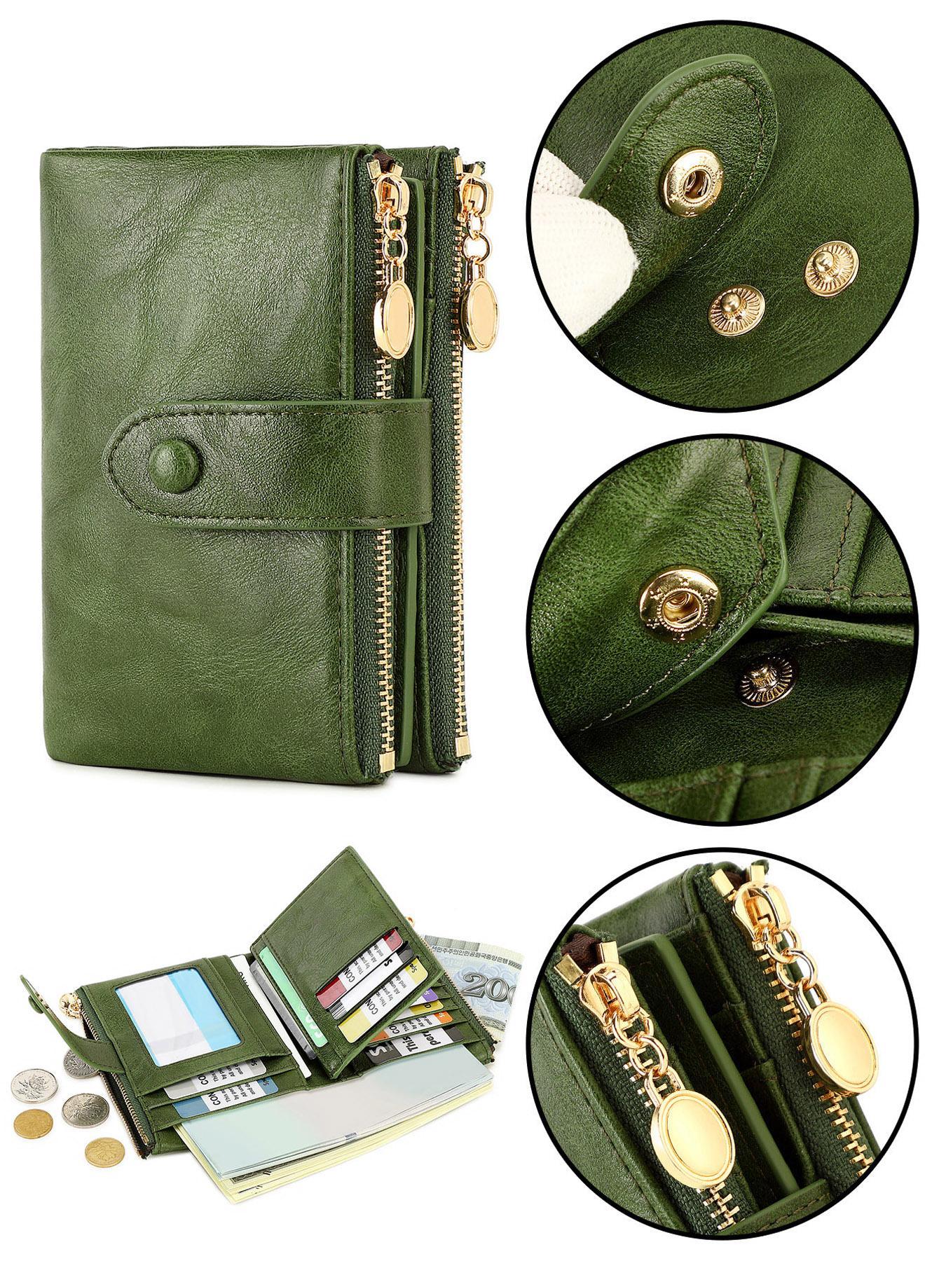 Women's Retro Zipper Short Wallet, Multi Card Slot Bifold Wallet, Fashionable Card Holder, Credit Card Organizer, Casual Versatile, RFID Blocking Wallet for Women & Girls