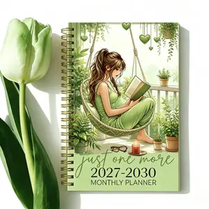 2027-2030 Monthly Planner/Calendar - January 2027 to December 2030, 4-Year Monthly Planner, Green Girl Window Reading Theme Cover Design Notebook, Yearly Calendar Planning, Monthly Tabs, 48-Month Calendar, 5.5 x 8.3 Inches, Thick Paper, Elastic Cover, Dur