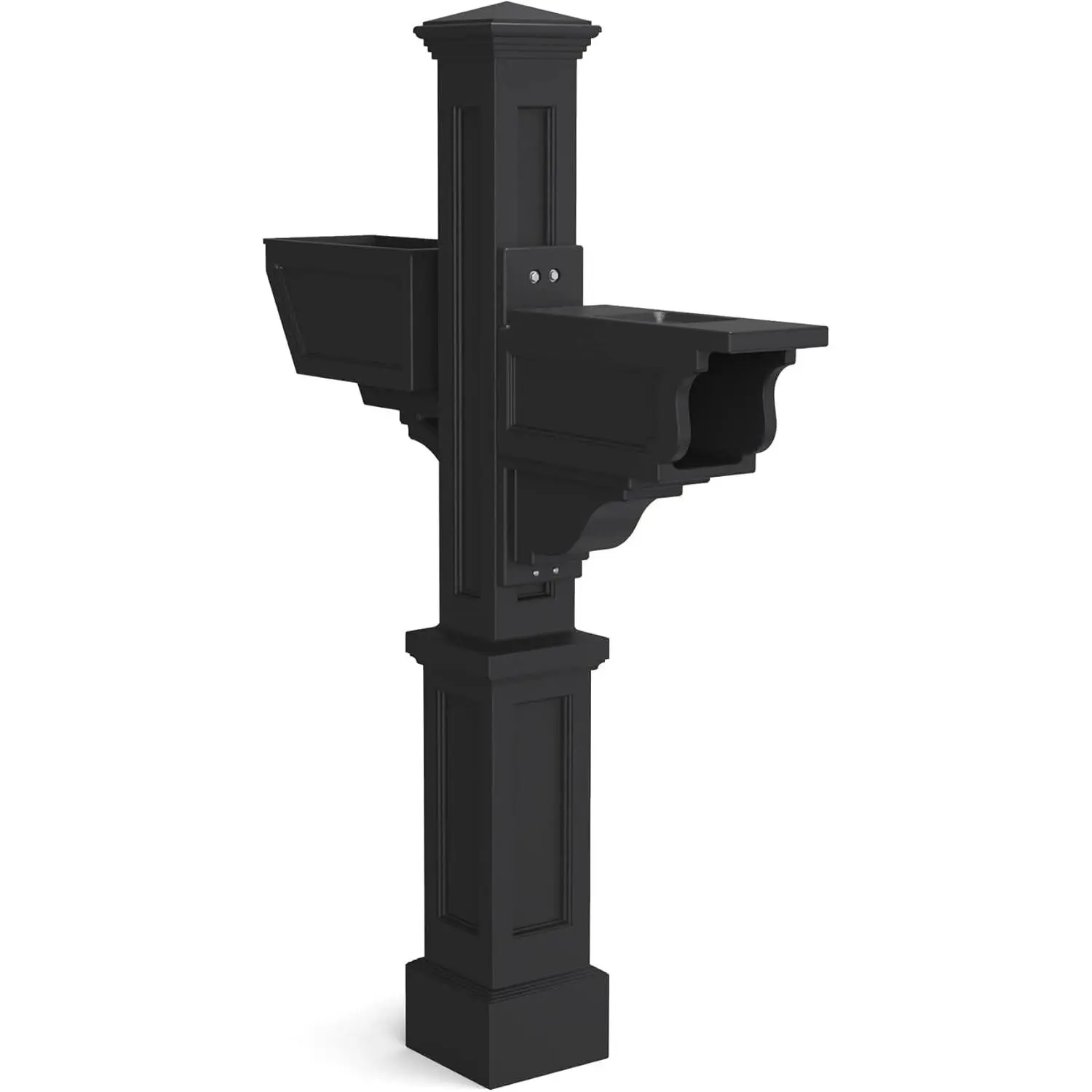Signature Plus Mailbox Post with Newspaper Slot and Planter – Weather-Resistant, Durable Classic Design – Easy-to-Install Outdoor Mailbox Post