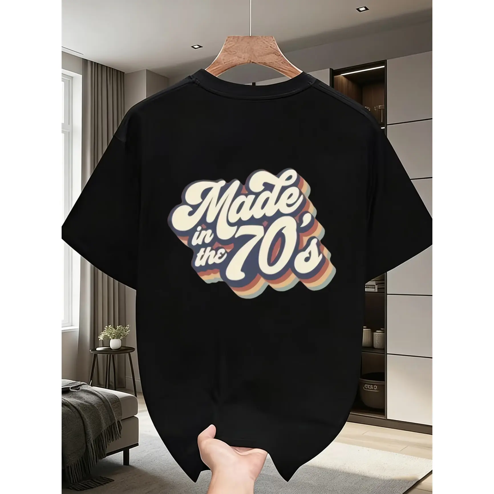 Made In The 70s Retro Vintage Slogan Graphic T‑Shirt, Oversized Printed Craft Tee, Comfort Soft 100% Cotton Short Sleeve Top, 70s Vibe Fashion Outfit For Men Women, Retro Generation Gift, Perfect Valentine's Day & Holiday Present For Him Her Loved Ones
