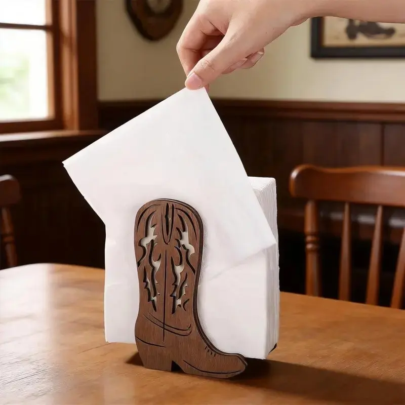 1 set of  3D western cowboy boot shaped napkin holder, cowboy napkin holder table decor, western cowboy boot decoration suitable for bedroom, kitchen, party and table centerpiece