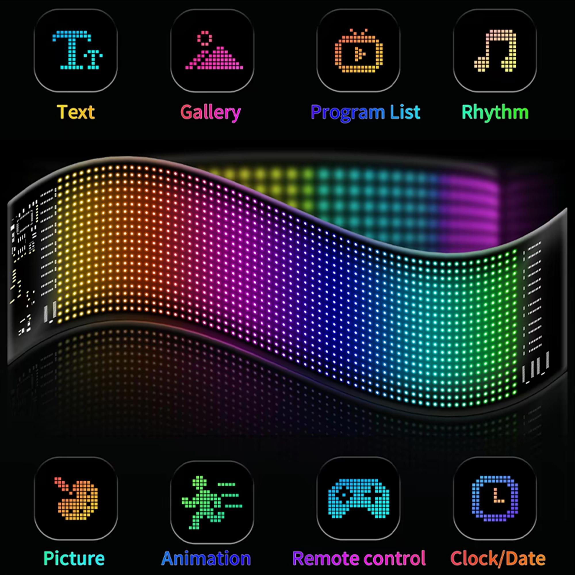 Eye Pattern LED Display Screen, 1 Set USB Powered LED Dynamic Matrix Panel, APP & Remote Control LED Display Screen for DIY Custom Text Animation, Led Car Ambient Light