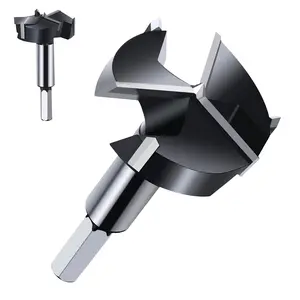 45/50mm 3 Flutes Forstner Drill Bit, Tungsten Carbide Tipped And Upgraded 3-Cutter Higher Hardness Wood Hole Saw For Hard Wood Plastic Plywood Tool Wood Cutter