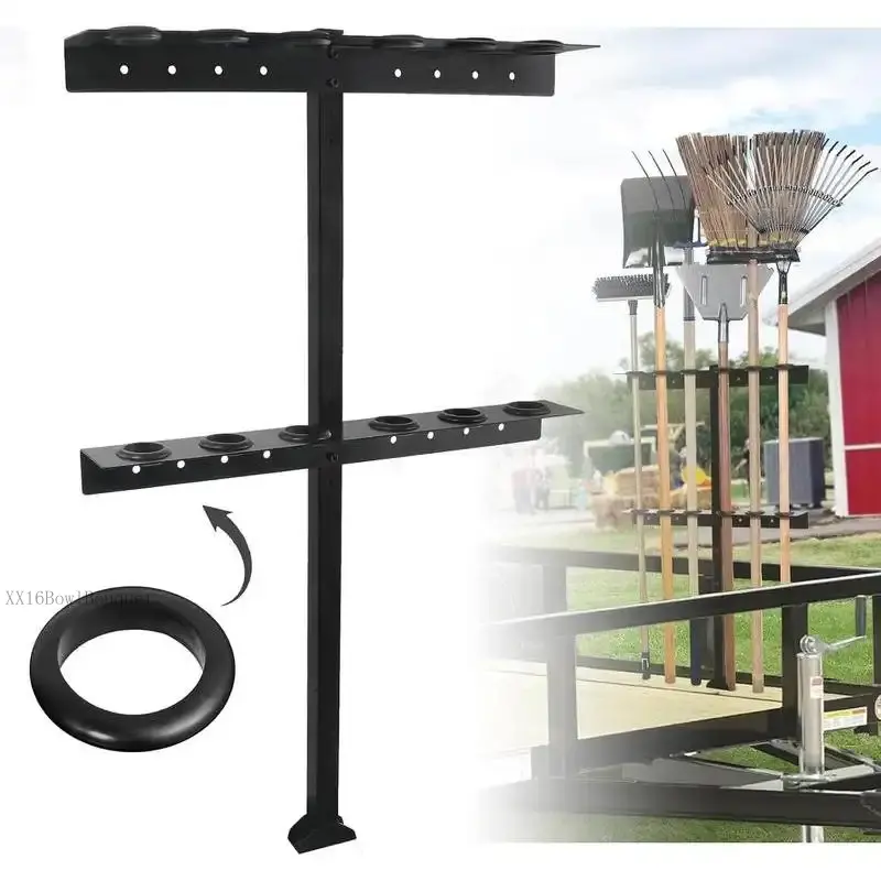 Trailer Tool Rack Shovel Holder - Rake Holder for Trailer Landscape Hand Tool Rack Trailer Rake Rack with 6 Tool Holes with Rubber GrommetsXX16BowlBouquet