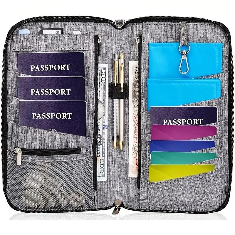Document Storage Bag, Multi-grid Travel Document Organizer, Card Holder, Passport Holder, Home Organizer, Passport Cover