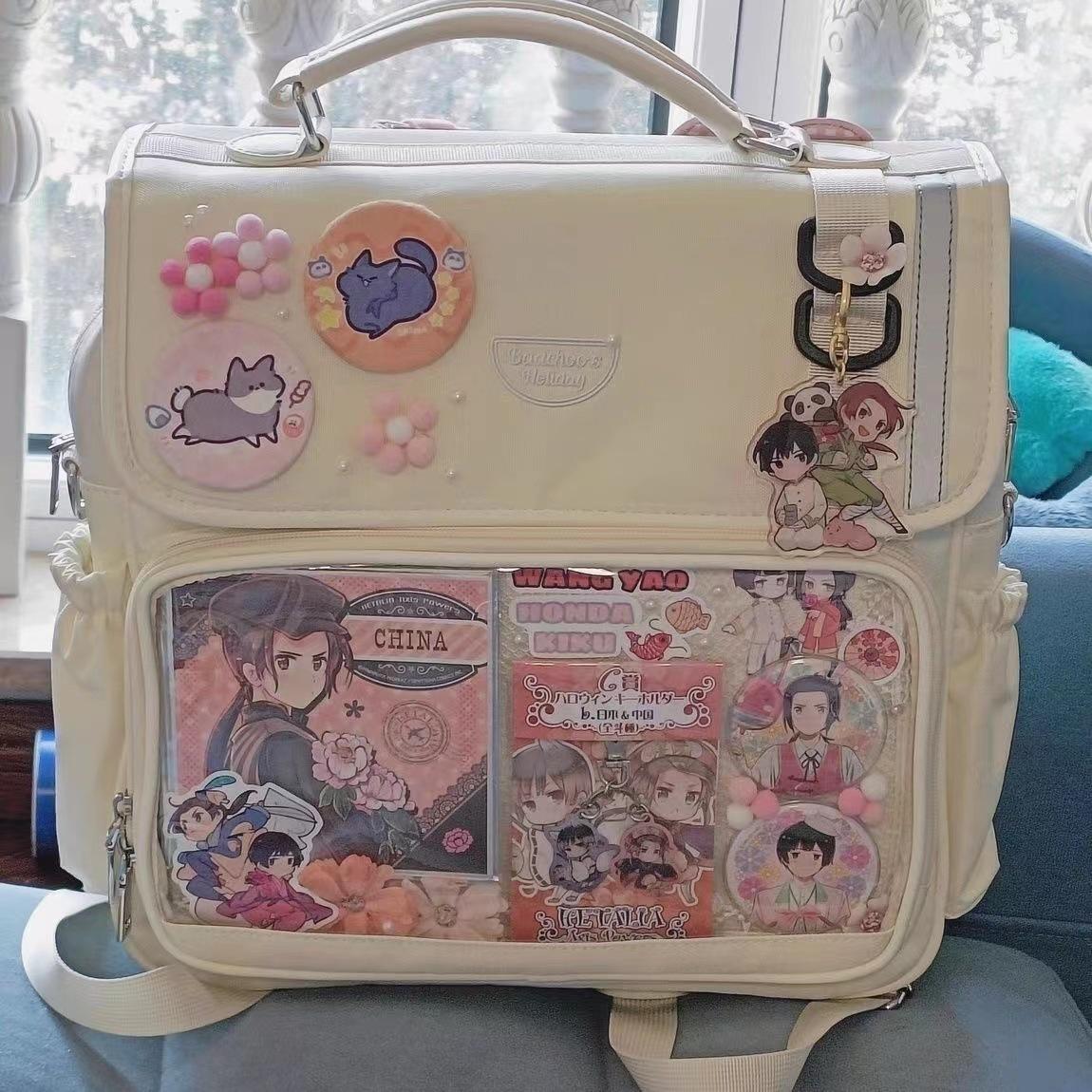 Women's Fashion Ita Backpacks Cute Girl Transparent Large Capacity Crossbody Bag Kawaii Students Individuality DIY Shoulder Bags