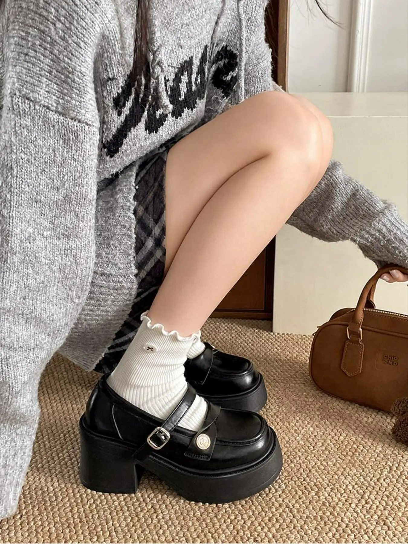 British Style Thick Sole Chunky Heel Small Leather Shoes for Women, 2026 New Summer Dress Pair, Jk Classic Mary Jane Single Shoe, Womens Shoes