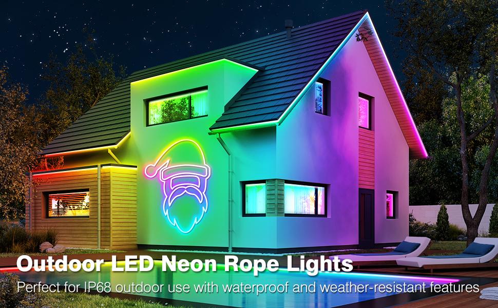 Led Neon Rope Lights 60FT,Control with App/Remote,Flexible Led Rope Lights,Multiple Modes,IP68 Outdoor RGB Neon Lights Waterproof,Music Sync Gaming Led Strip Lights for Bedroom Indoor