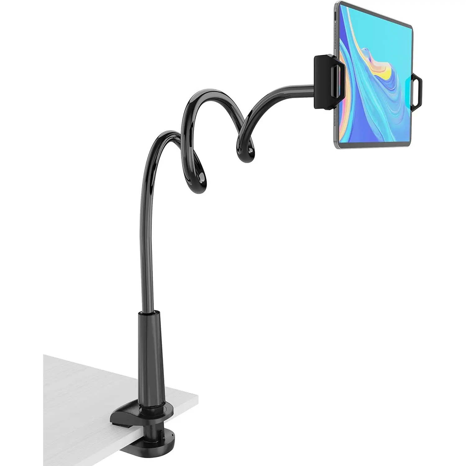 Gooseneck Tablet Holder for Bed, Flexible Tablet Stand Holder with 360° Adjustable, Hands Free Tablet Mount Clip, Compatible with iPad/Kindle/Switch/Galaxy Tabs, More 4.7-13" Devices