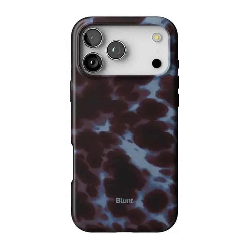 Matte Dual-Layer Hard PC Phone Case for iPhone 11/12/13/14/15/16/17 Air/Pro Max - Burgundy Blue Blotchy Tie Dye Marble Print, Full Lens Coverage, Shockproof, Anti-Fingerprint Trendy Cover fashionable protective high-end