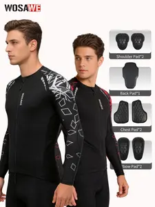 WOSAWE Men's Motorcycle Riding Jacket Ventilated Design Biker Shirt with Chest Back Shoulder Elbow Pads