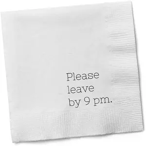 Funny Cocktail Napkins "Please Leave by 9 PM" 30 Pack Hilarious Disposable Paper Napkins for Parties Bars Weddings Birthdays Bachelorette & Adult Gatherings