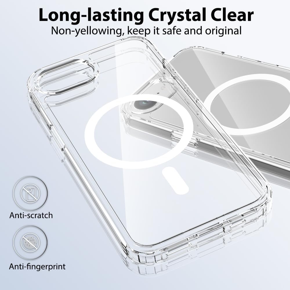 Magnetic phone case for iPhone 16E (SE4) Cases For iphone 17 16, 15, 14, 13 And 12 Pro Max Plus Transparent acrylic magnetic phone case Military Grade Drop Tested,Shockproof Anti-Scratch Clear Thin Slim Phone Case Clear Magnetic case for iphone 17 Pro Max