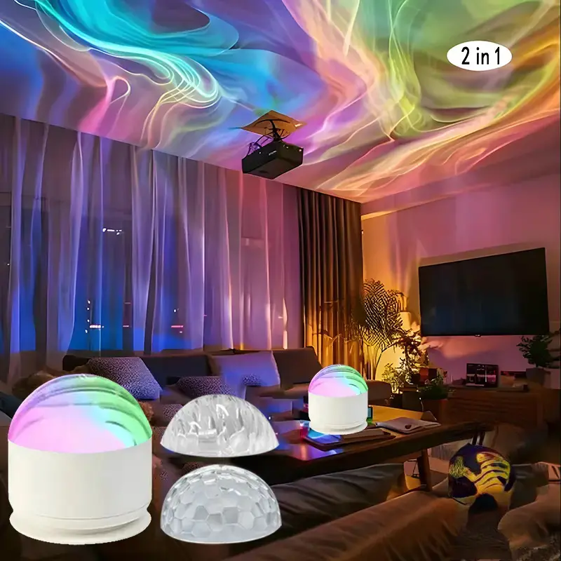 Plastic USB-Powered LED Ambient Projection Lamp - Colorful Starry Night Mood Lighting, Automatic Dynamic Light Show, Halloween-Ready Glow for Spooky Fun, Party Scene Maker, Indoor Decor, USB Port Included, No Batteries Needed