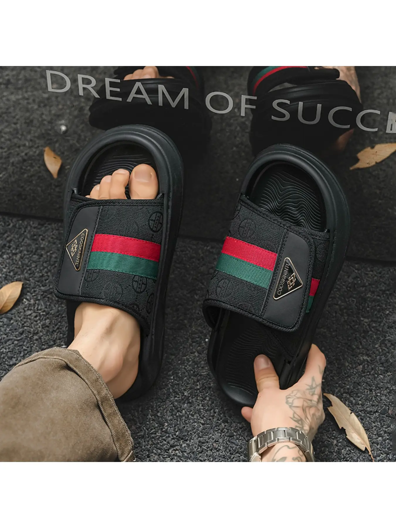American Retro Webbing Thick Sole Sports Sandals, Layered Height Increase Anti-Slip Sole, Summer Beach One-Piece Slippers for Couples
