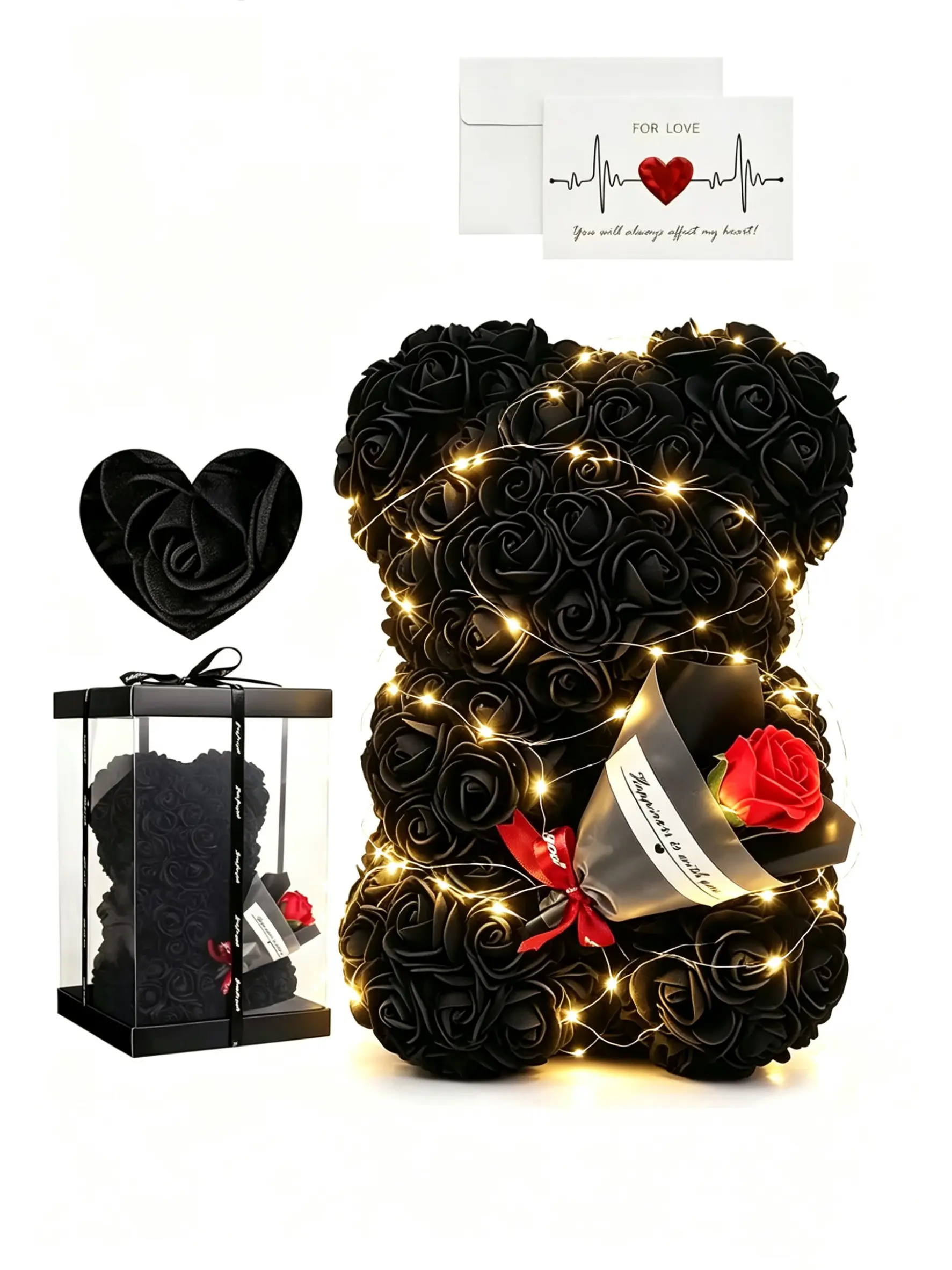 Handmade Rose Bouquet Bear Valentine's Day Gift for Girlfriend, Unique Memorial Present, Romantic Handcrafted Ornament
