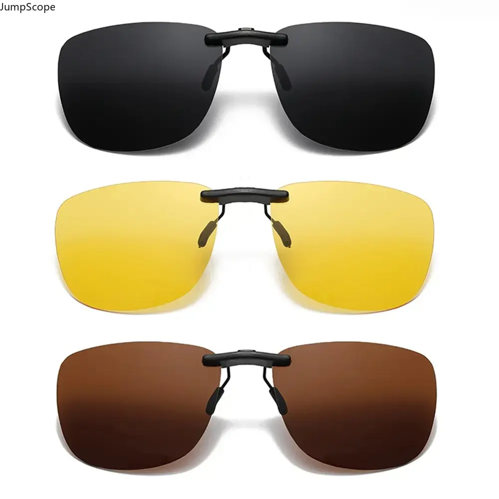 Women's 3-Pack Clip-On Sunglasses Set for Prescription Eyeglasses - Trendy Wrap-Around Square Frame, Nylon UV400 Polarized Lenses, Anti-Glare Lightweight Outdoor Driving Fishing Sports Eyewear Value Gift
