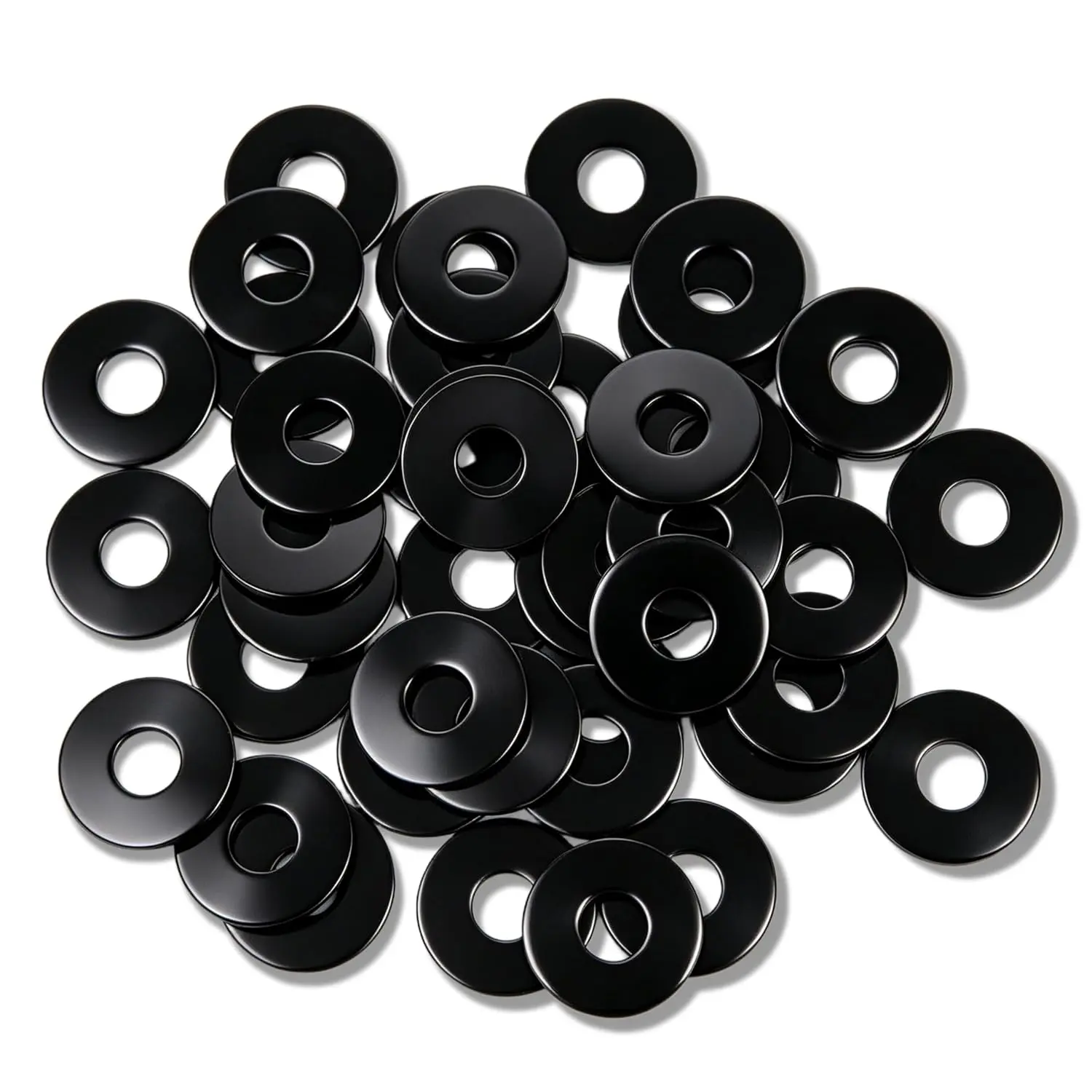 50 count 1/4" Washers Flat, 7/10" OD, Black Electroplated Flat Washers Made of Stainless Steel 18-8(304), Flat Washer for Decorating