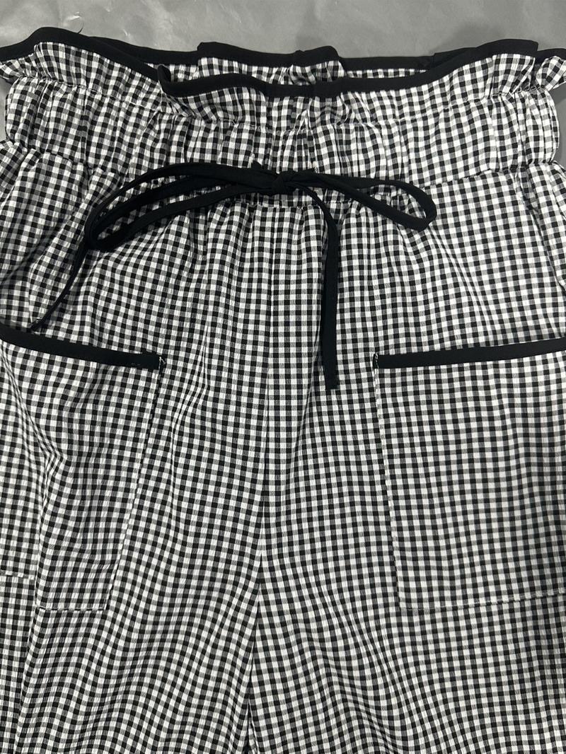 Women's Gingham Print Drawstring Waist Pants, Casual Comfy Trousers for Daily Wear, Ladies Bottoms for All Seasons