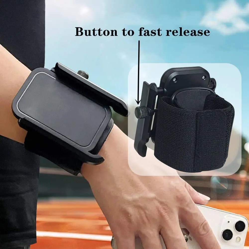 Universal Wrist Phone Holder with Button, Rotatable Design, Ideal for Running, Cycling, Hiking, Compatible with Most Phones, Convenient Accessory