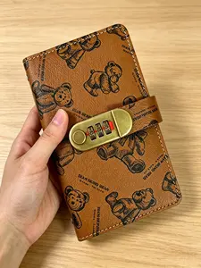 Bear Print Password Lock Card Wallet, Bear Coin Bank with Lock, Secure Storage Wallet, Cute Design, Perfect for Everyday Use