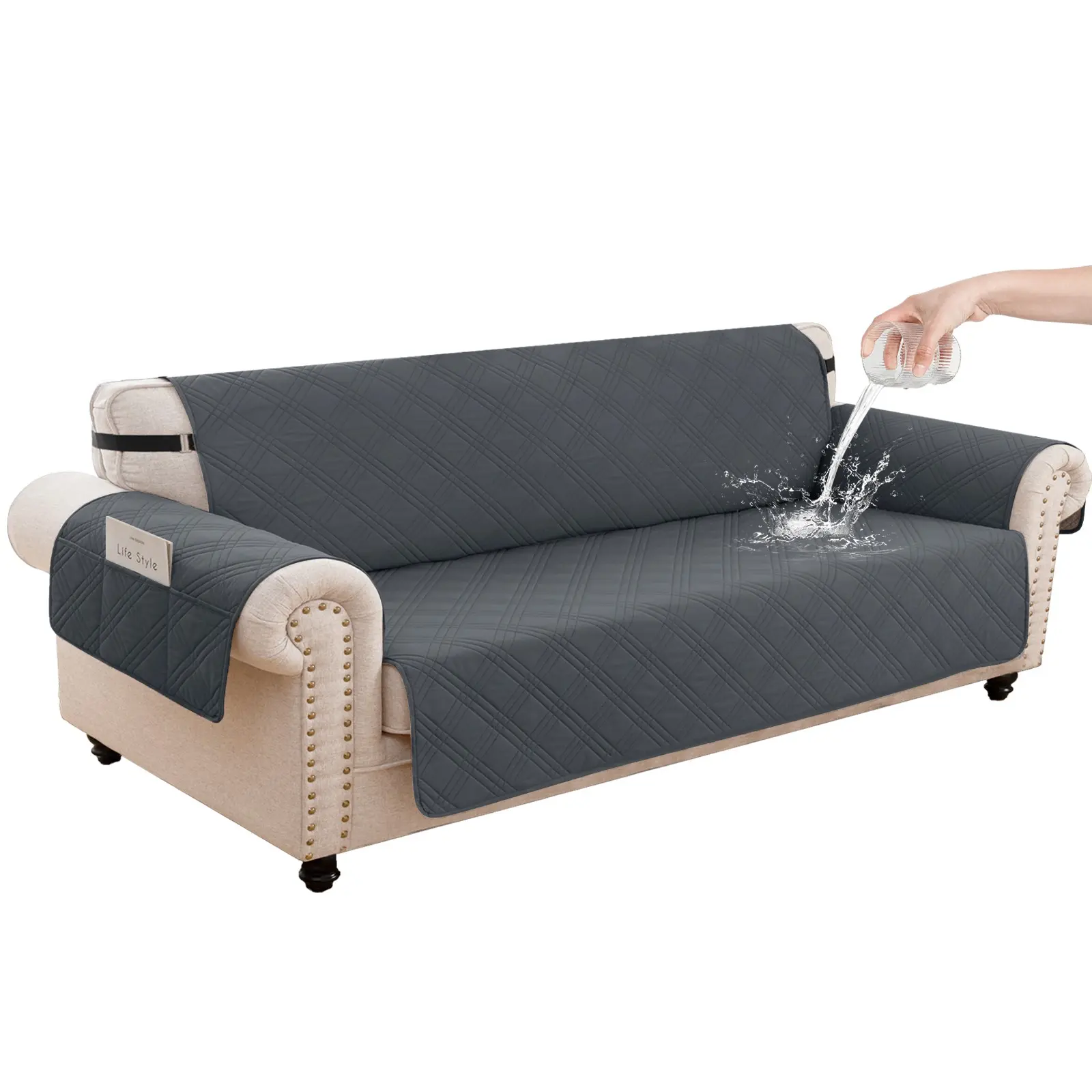 Waterproof Sofa Protective Pad, Anti Slip and Waterproof, Breathable Comfortable Fabric, Pet Friendly, Suitable for 1/2/3/4 Seat Sofas