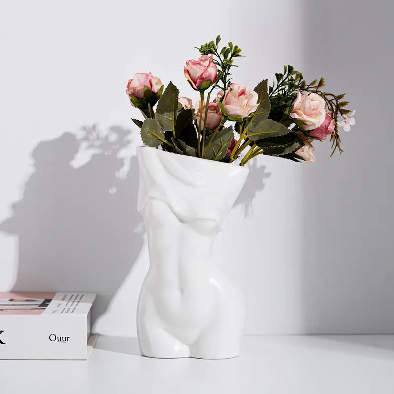 Human body art vase, Nordic ins creative female sculpture ornament, desktop decoration, floral arrangement, high-end home decor