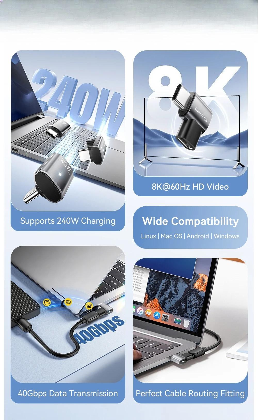 USB OTG Adapter Fast Charging Converter 90 Degree USB Type C Data Adapter