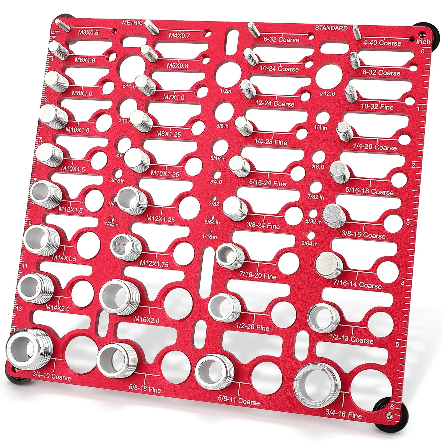 55 Thread Checker, Nut and Bolt Thread Checker Standard and Metric, Bolt Size Finder Bolt and Nut Identifier Gauge with 20 Standard & 16 Metric & 19 Drill Gauges, Bolt Thread Gauge Inch & Metric