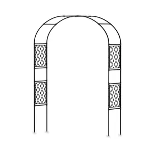Metal Garden Arbor Arch Trellis – Weather-Resistant Black Decorative Outdoor Archway for Weddings, Climbing Plants, Patio, Lawn, Backyard & Pathways