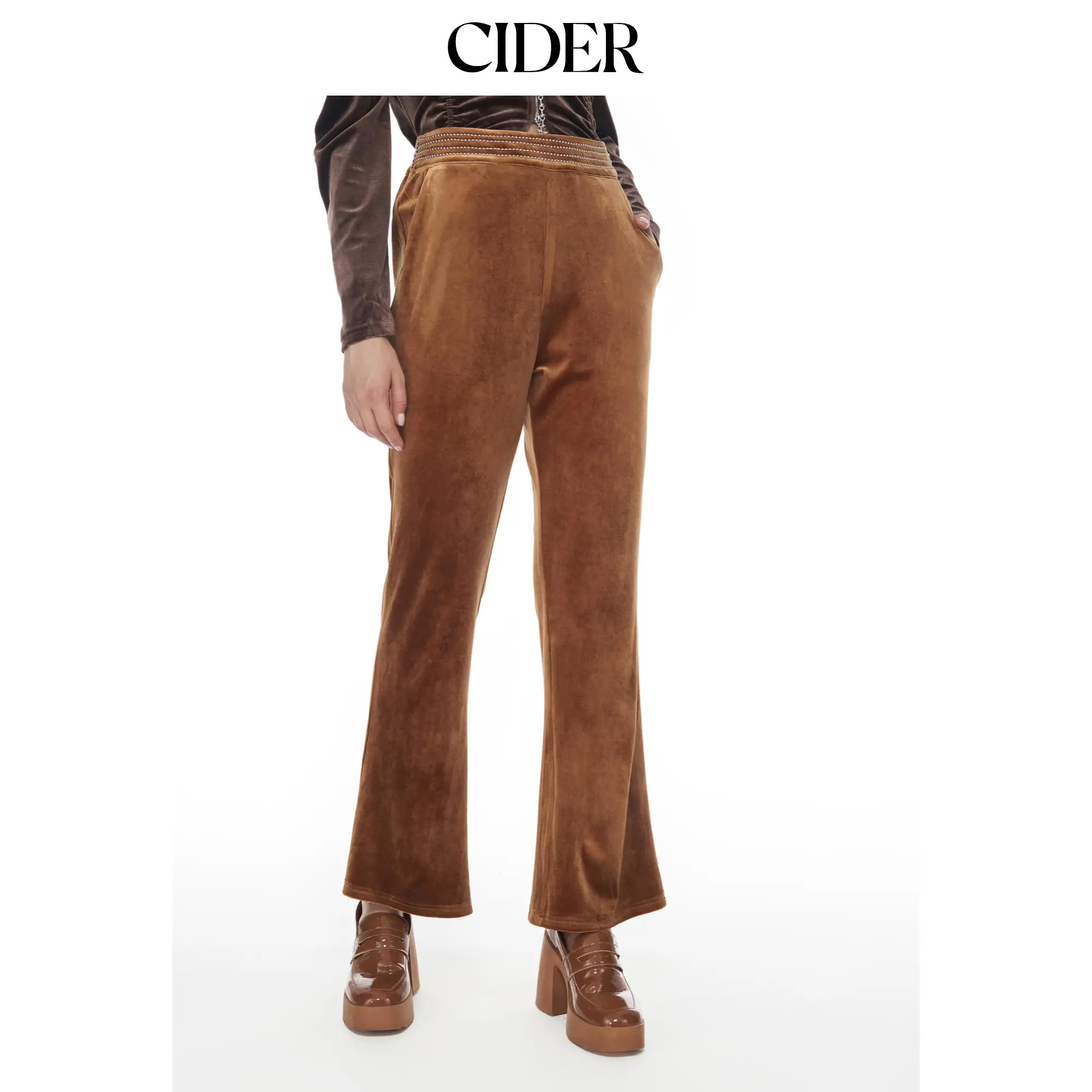 Cider [size 2-10] Just Vibes Velvet Flare Trousers