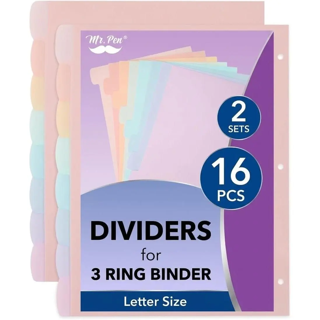 - Large Write & Erase Tabs Dividers for 3 Ring Binder, 2 Sets | 8 count/Set, 16 count, Aesthetic Pastels Binder Divider, Durable Plastic Dividers for 3 Ring Binder for Office, School Supplies