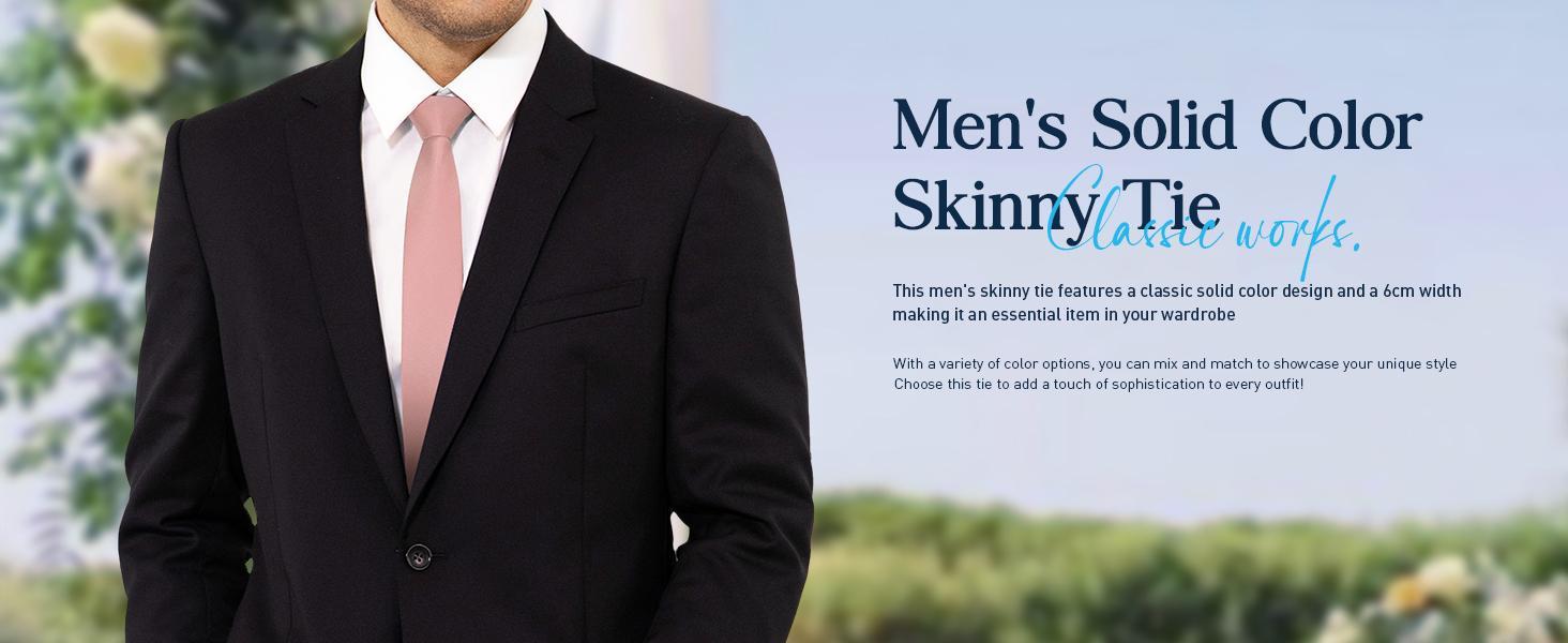 Slim Tie for Men Solid Color 6cm Classic Formal Business Tie for Weddings and All Occasions