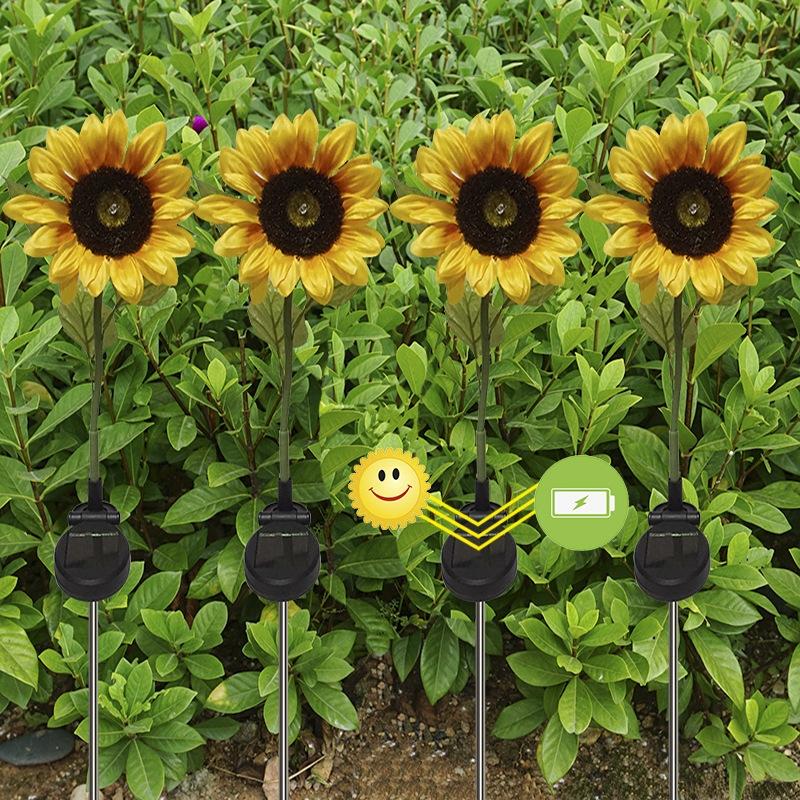 Solar Powered Sunflower Shaped Garden Light, 1 Count Outdoor Decorative Stake Light, Landscape Solar Lamp, Outdoor Lawn Lamp, Ground Stake Light