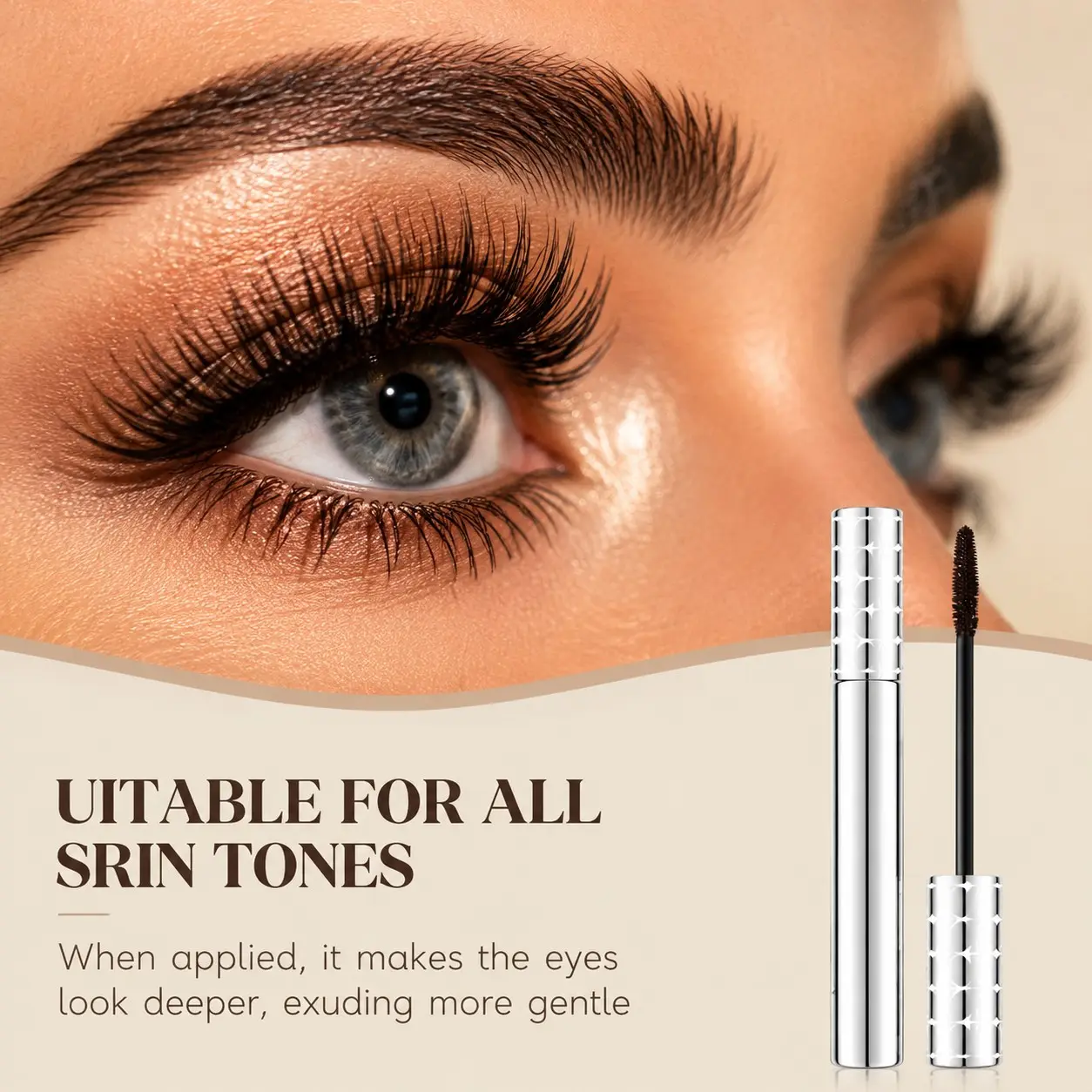 2-Piece Metal Brush Lengthening Mascara, Long-Lasting Tube Formula, Natural Curl Effect, Ideal for Special Occasions, Perfect Gift for Mom