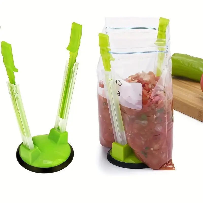 2 Pcs Kitchen Bag Holders – Multi-function food storage bag clips for sandwich bags and freezer bags. Hands-free stand design for easy filling, sealing and kitchen organization, reusable kitchen gadgets, Kitchen essential gadget, Kitchen Accessory