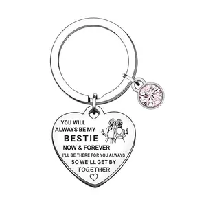 YS100 Personalized Engraved Text Love Round Brand Keychain Stainless Steel Lettering Keychain Gift for Family and Friends
