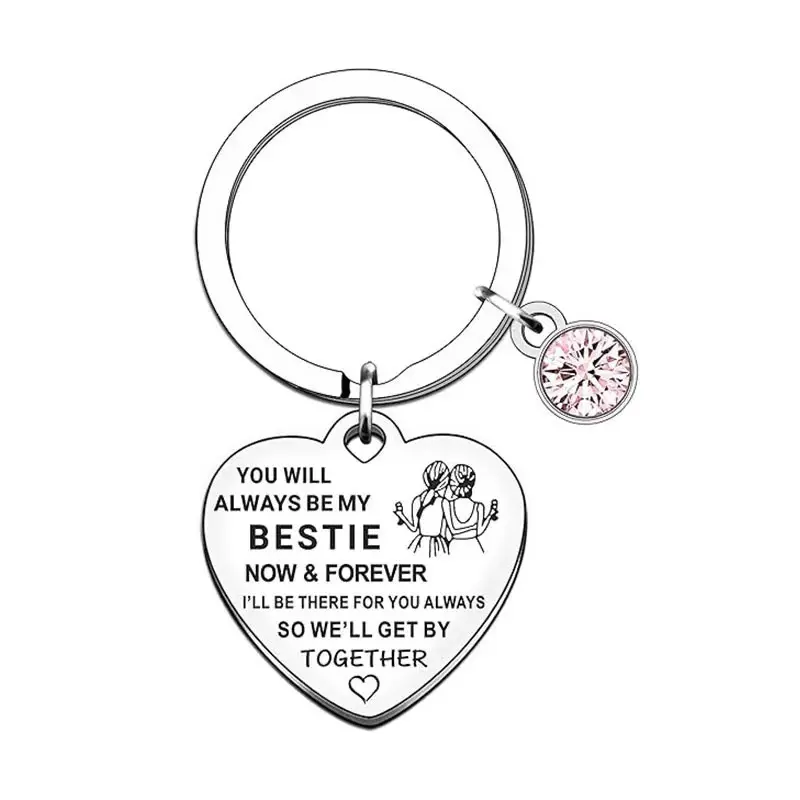 YS100 Personalized Engraved Text Love Round Brand Keychain Stainless Steel Lettering Keychain Gift for Family and Friends