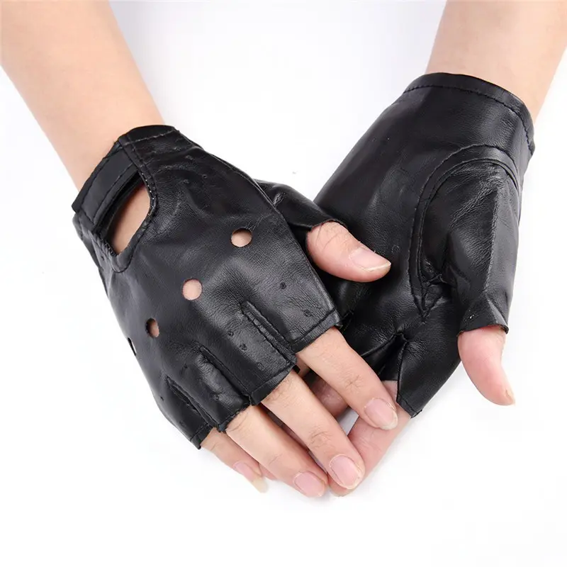Riveted Half-Finger Leather Gloves, Nightclub Gloves, Outdoor Sports Gloves, Motorcycle Gloves, Water Resistant Abrasion-Proof Gloves