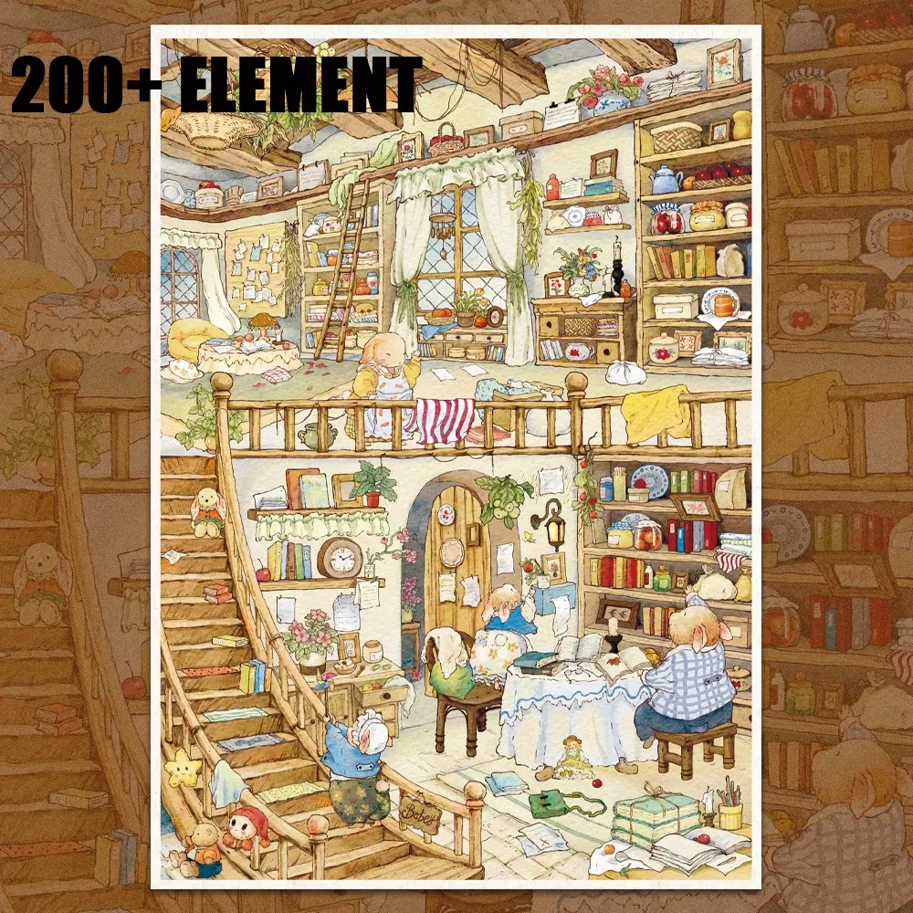 Create Your Bunny’s Dream Home with Scenes Stickers Set! Includes Living Room, Bedroom, Kitchen & Garden Elements – Mix & Match to Build a Cozy Indoor Scene, Miniature Landscape Scenery Stickers, Scrapbook Stickers