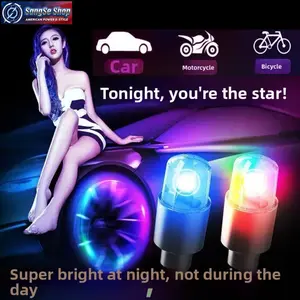 LED Wheel Light Waterproof Luminous Tire Valve Caps, Vibration-Sensitive LED Light Up Valve Stem Caps, Universal Bicycle, Car and Motorcycle Wheel Accessory, Auto Tire Decoration Light, Safety Night Driving LED Rim Lighting Accessory