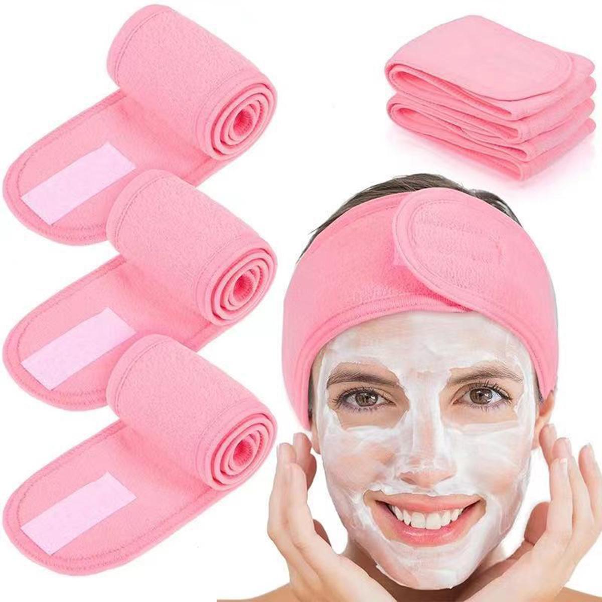 3Pcs Adjustable Women's Spa Facial Headband, Soft Towel Makeup Hair Band for Face Washing, Shower & Hair Styling