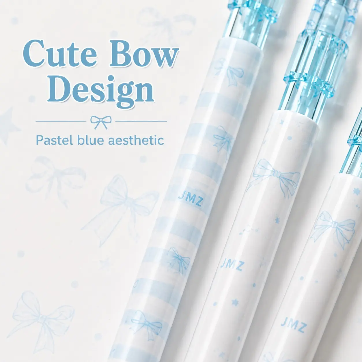 4 pcs light blue bow automatic pencil 0.5mm cute Kawaii mechanical pencil Cute School Supplies student learning stationery, handbook notes drawing, girl school gift Pastel mechanical pencils