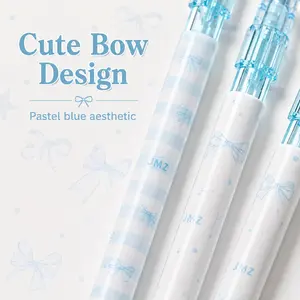 4 pcs light blue bow automatic pencil 0.5mm cute Kawaii mechanical pencil Cute School Supplies student learning stationery, handbook notes drawing, girl school gift